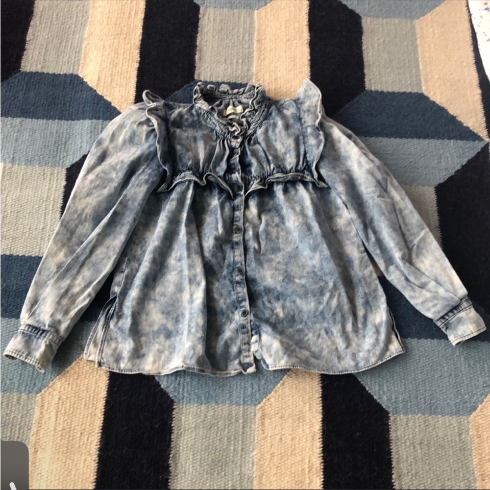 Isabel Marant denim puff sleeve blouse size small
